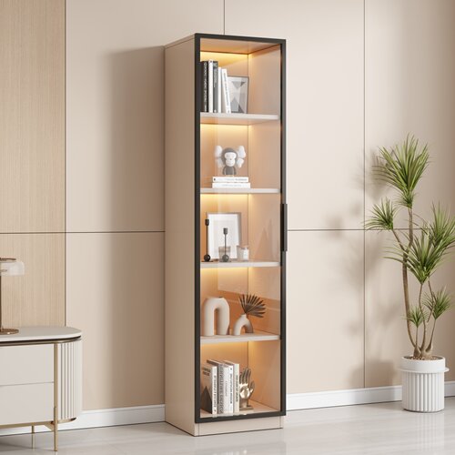 实木生态板书架落地置物架家用儿童书柜客厅展示柜靠墙一体储物柜