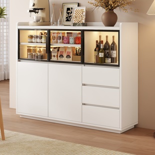 全实木岩板餐边柜靠墙一体储物柜新款酒柜茶水柜客厅靠墙收纳柜子