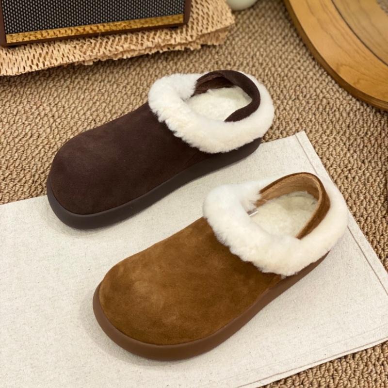 厚底加绒毛边勃肯鞋女2025冬季百搭软底羊羔毛一脚蹬懒人毛毛棉鞋