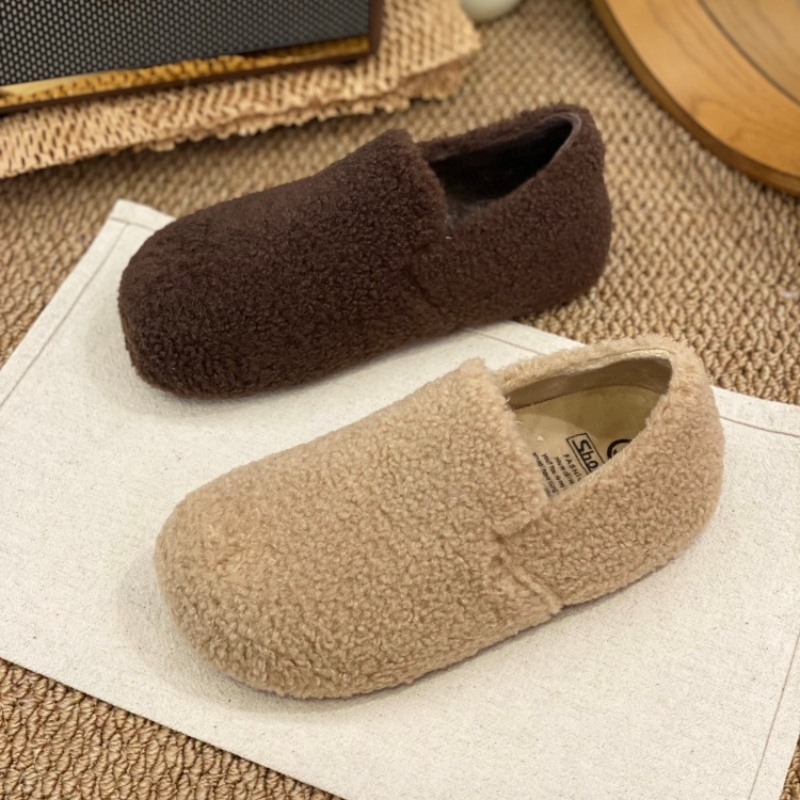 2025新款毛毛鞋女一脚蹬懒人鞋皮毛一体加绒加厚保暖百搭休闲鞋女