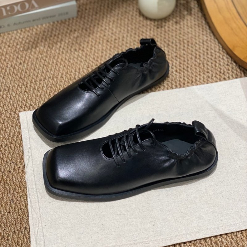 复古方头系带深口单鞋女2026新款低跟简约平底圆头黑色百搭芭蕾鞋,女鞋,深口单鞋,淘宝优惠券,粉丝福利购,淘宝优惠卷