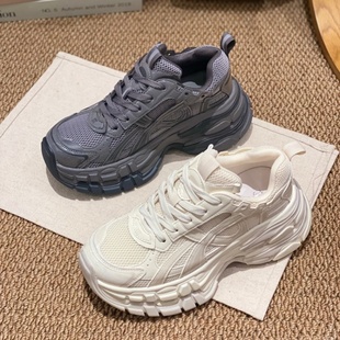 防滑系带休闲风透气休闲运动鞋 新款 女 女2025冬季 机能风厚底老爹鞋