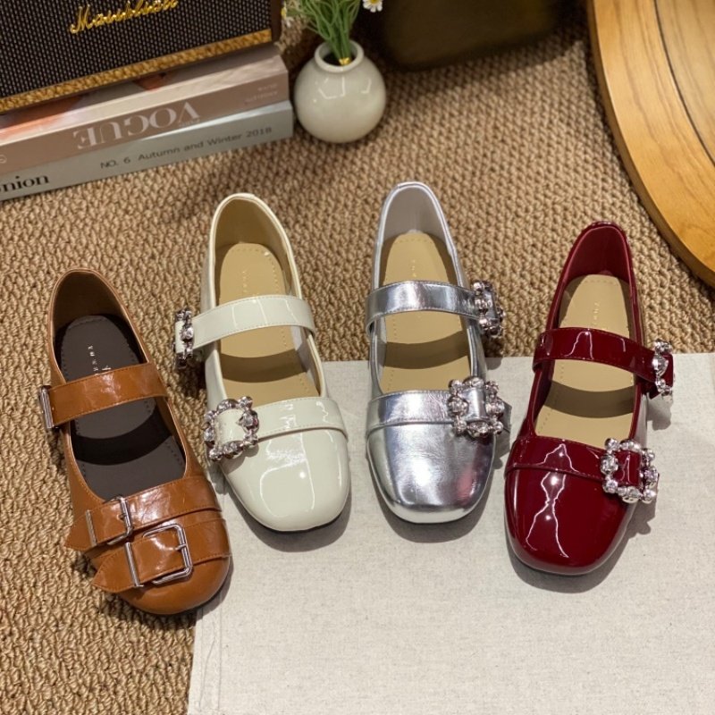 法式方头玛丽珍鞋女2026春季新款水钻粗跟一字带平底百搭单鞋女款,女鞋,玛丽珍鞋,淘宝优惠券,粉丝福利购,淘宝优惠卷