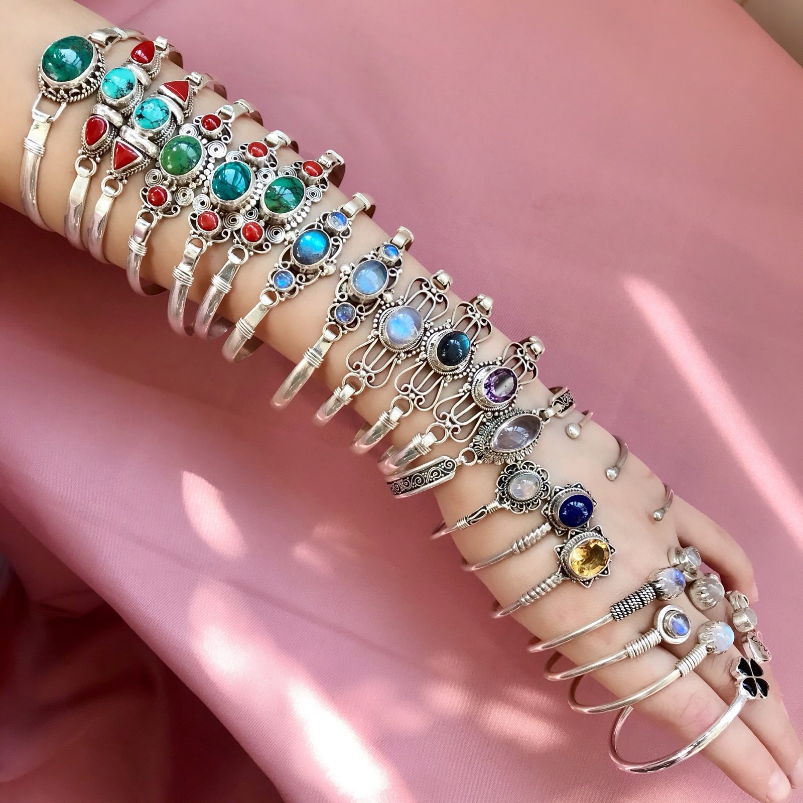 尼泊尔手工纯银拉长石