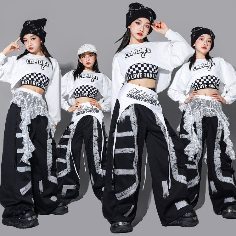 女童jazz爵士舞表演服装女孩练功服上衣儿童街舞演出服少儿