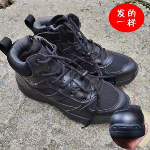 正版舰艇夏款作训鞋网眼透气超轻防滑鞋高腰拉链款甲板纯黑训练鞋