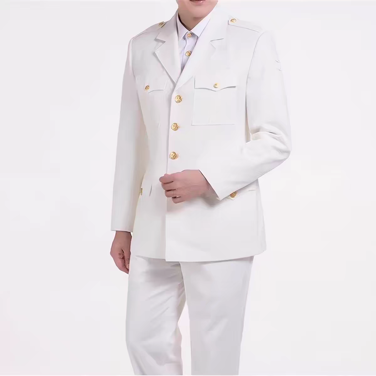 海乳白色春秋长服男女款春秋白色后开叉西服长袖套装影视西服外套