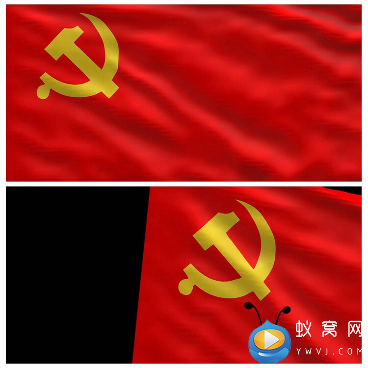 s4940 党旗旗帜转场出场动画 晚会演出 大屏舞美背景视频素材