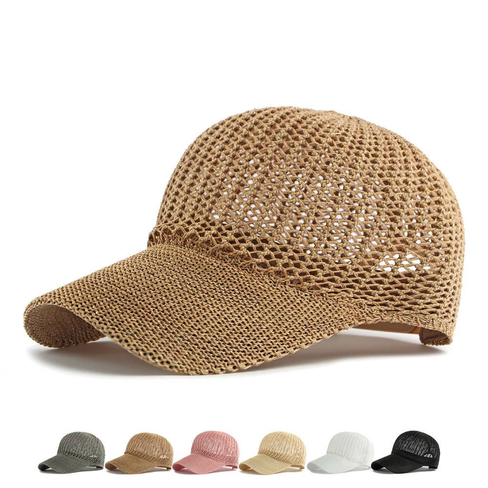 针织棒球帽镂空透气夏季网眼编织鸭舌帽女士户外遮阳防晒洋气帽子