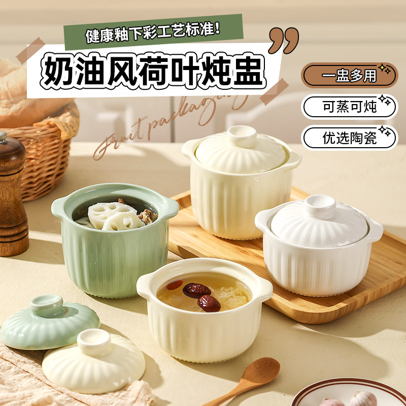 陶瓷瓦罐煨汤双耳炖盅隔水炖燕窝汤盅煲汤炖罐鸡蛋羹蒸碗炖锅汤煲