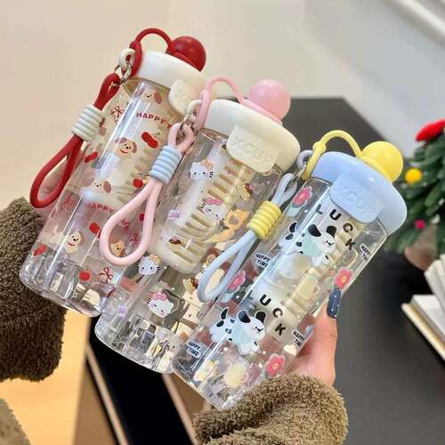 水杯女生高颜值新款学生杯子卡通可爱便携吸管杯夏天水杯大容量