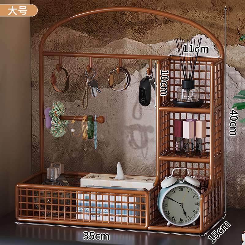 玄关置物架入户门口挂放钥匙收纳盒桌面分层整理首饰大容量展示架