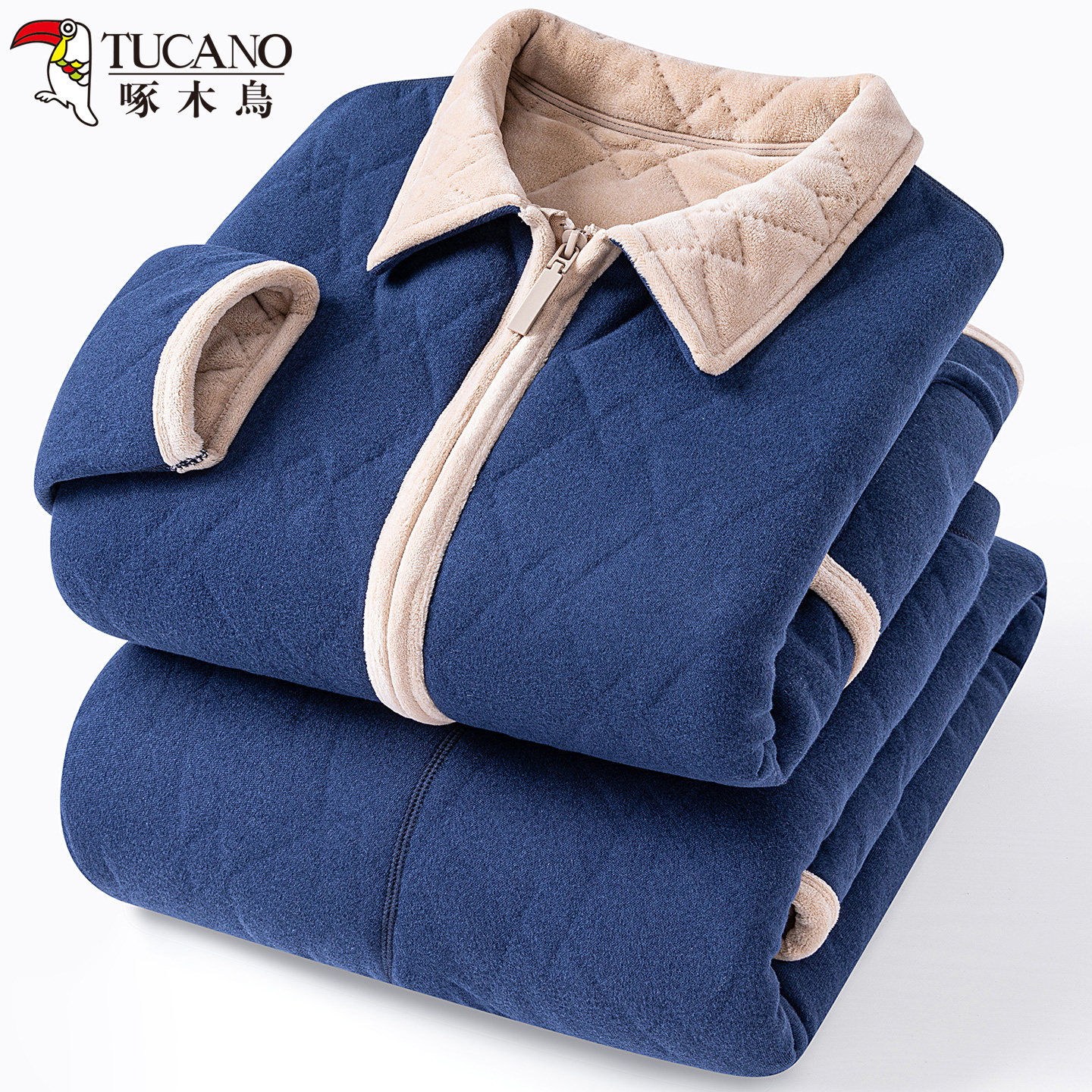 啄木鸟男士睡衣家居服冬季2025新款珊瑚绒加绒加厚可外穿保暖套装