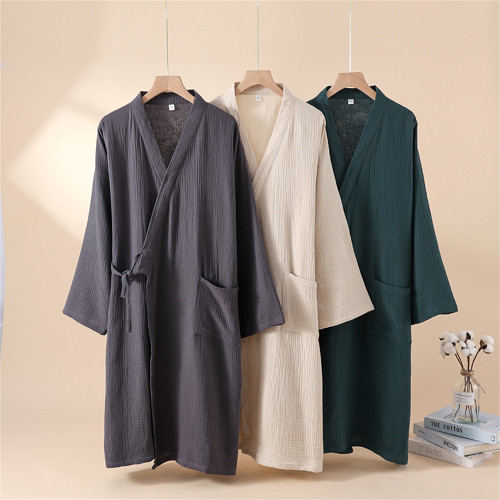 春夏纯棉汉服情侣睡衣女浴袍和服