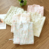 睡袍女全棉汗蒸浴袍家居服和服睡裙 薄款 纯棉纱布中式 汉服春秋夏季