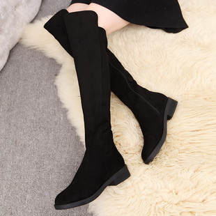 过膝长筒靴女2023秋冬新款 瘦瘦高筒靴女加绒 粗跟单靴欧货ins时尚