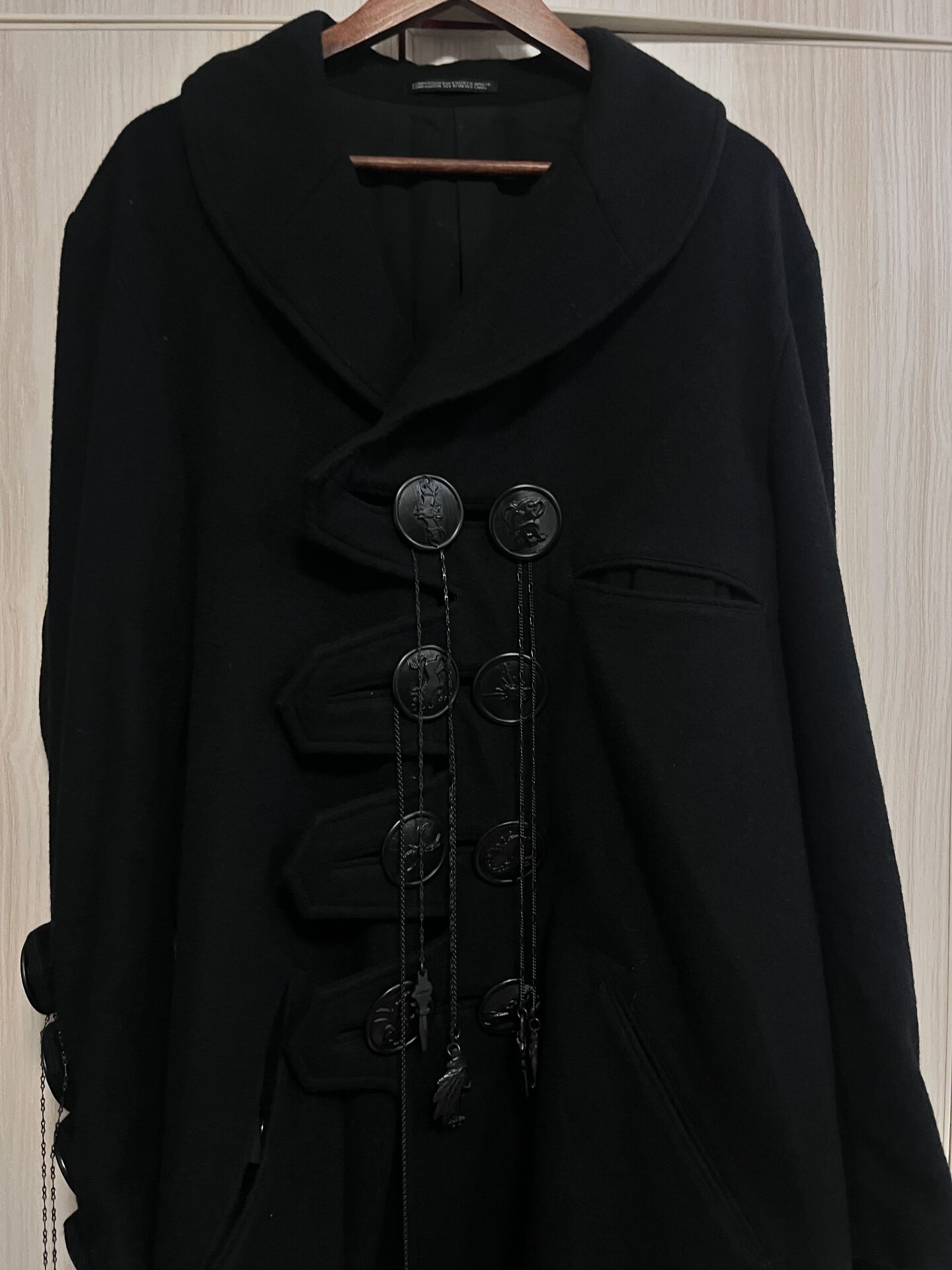 Yohji Yamamoto Black Shawl Collar Coat — front