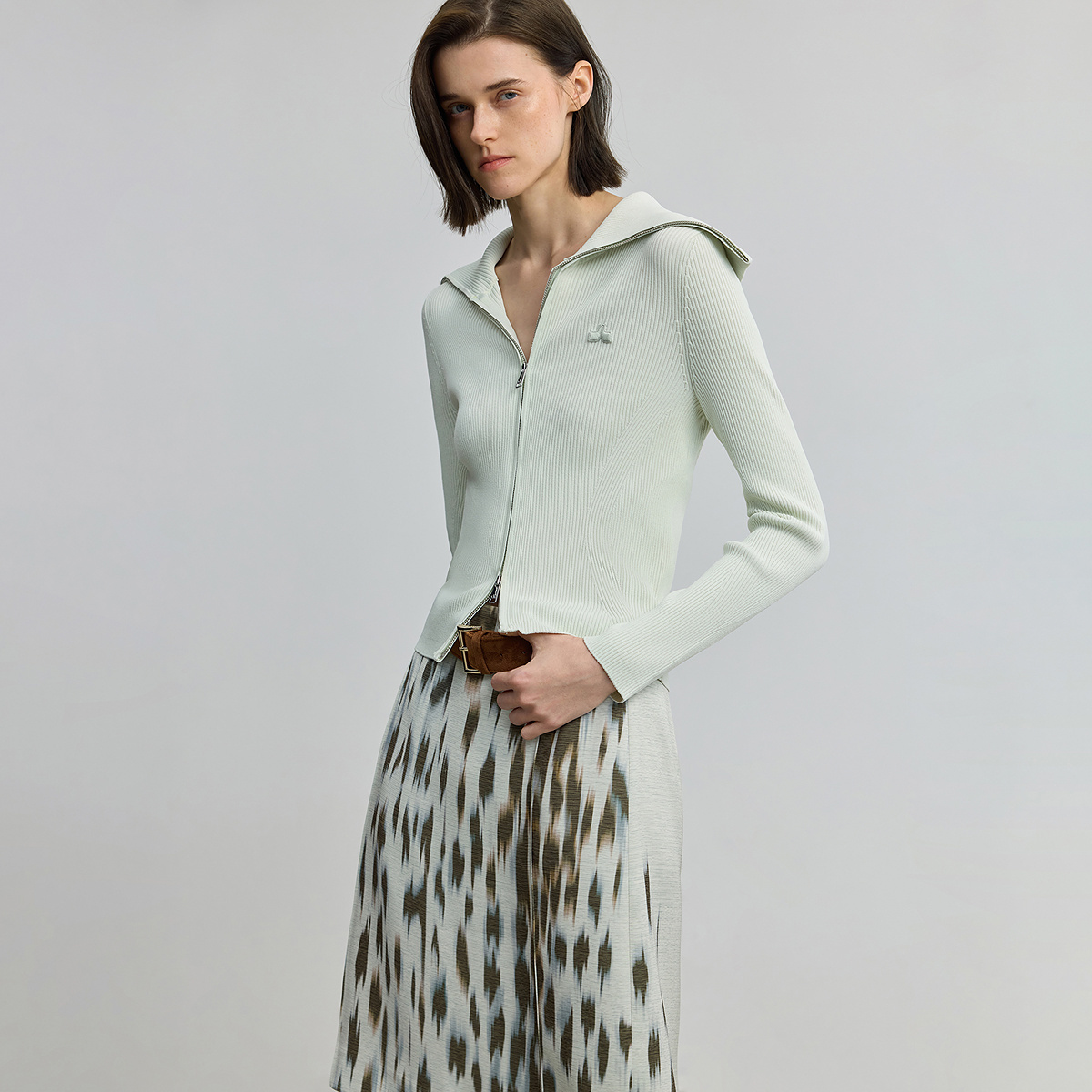 【商场同款】LILY2025秋新款女装法式大翻领修身通勤长袖针织开衫