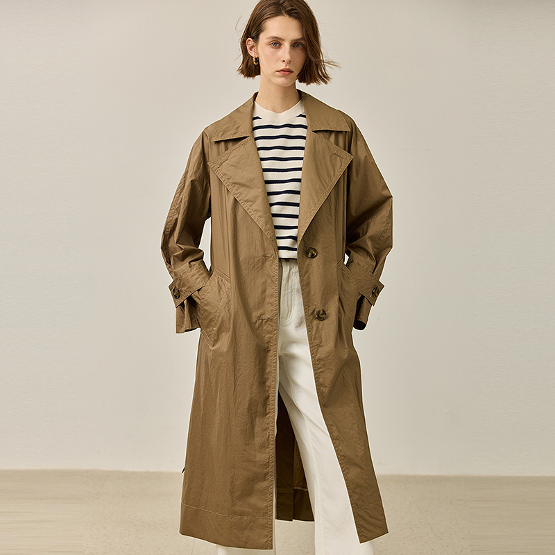 【商场同款】LILY2024秋新款双翻领油蜡感微光高级感风衣外套女款