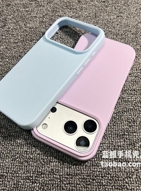 ins风奶蓝色软壳糯米纯色直边适用K80小米17/15PRO/13Ultra手机壳CIVI4/3红米k90多巴胺K70少女14粉嫩NOTE12