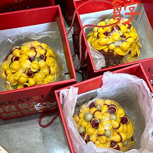 招财进宝花糕礼盒年年有余馒头手提袋花馍福袋山东饽饽送老人花馍