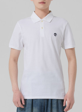 Timberland添柏岚男装短袖POLO衫春秋新款户外休闲商务白色T恤