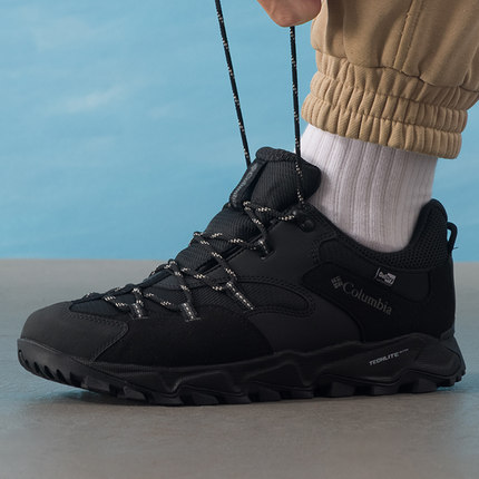 哥伦比亚男鞋2025新款户外休闲鞋耐磨徒步鞋黑色运动鞋YI0238010