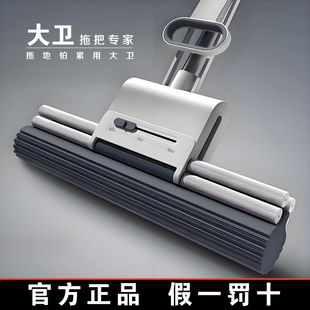 大卫拖把吸水海绵免手洗一拖净胶棉拖把懒人家用大号滚轮拖地神器