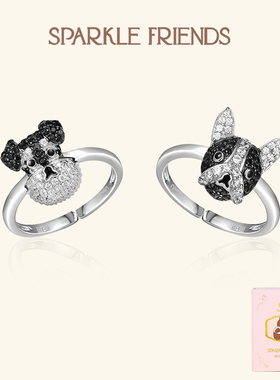 原创设计快乐小狗戒指女生礼物