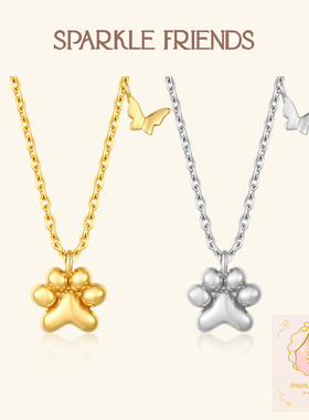 「治愈你的小猫咪」原创设计喵星人猫咪爪子可爱纯银项链女生礼物