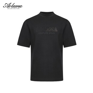 AOLAMA奥拉玛男装夏新款胶印半袖打底半高领T恤080243309