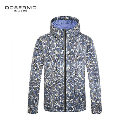 丹西摩（DOSERMO）轻奢男装秋冬连帽印花短款羽绒服男士秋冬外套