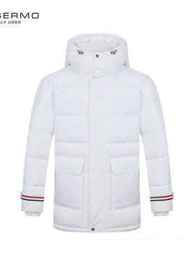 丹西摩（DOSERMO）轻奢男装鸭绒中长款羽绒服三色织带装饰