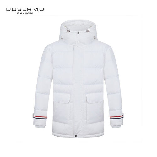 丹西摩（DOSERMO）轻奢男装鸭绒中长款羽绒服三色织带装饰