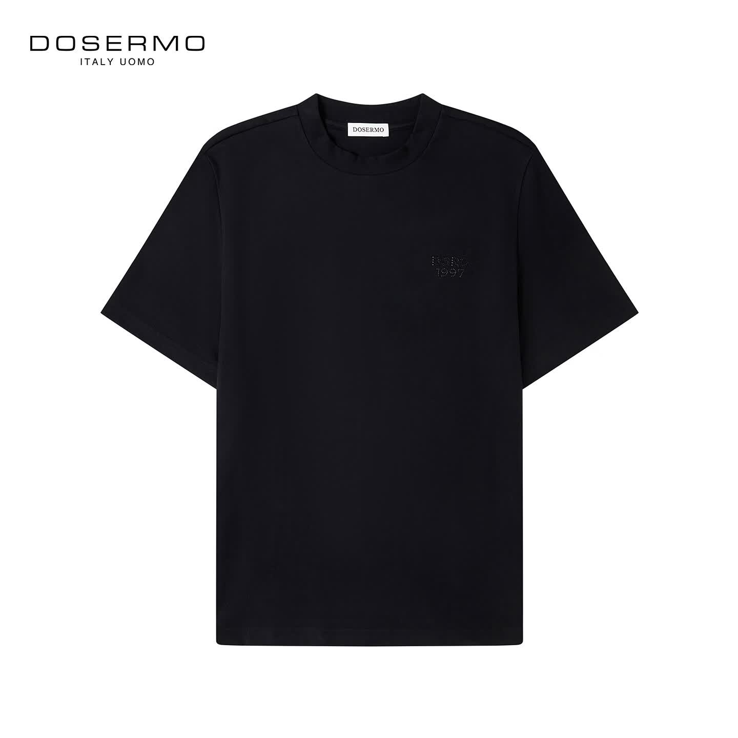 丹西摩(DOSERMO)轻奢个性字母烫钻德绒圆领短袖T恤秋冬新品
