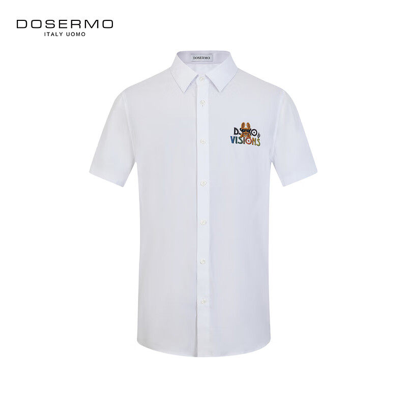丹西摩(DOSERMO)轻奢男装短袖衬衫印花烫钻潮兔图案