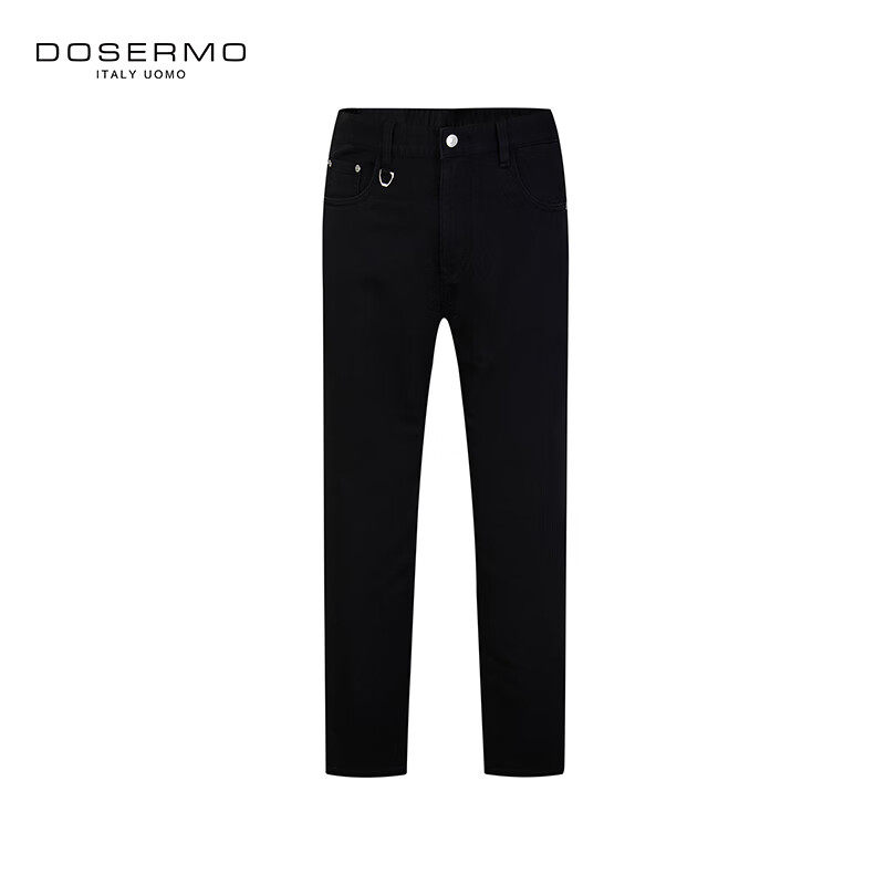 丹西摩(DOSERMO)轻奢男装黑色牛仔裤刺绣点缀春夏男士裤子