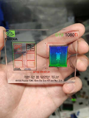 英伟达GTX1080ti显卡核心晶圆芯片摆件收藏集成电路