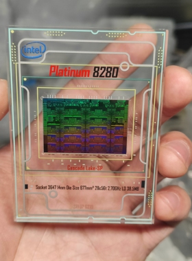 intel英特尔至强xeon 铂金8280 CPU晶圆摆件集成电路芯片半导体