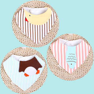 男宝女宝防水三角巾新生宝宝纯棉口水巾吃饭围兜婴儿按扣围脖假领