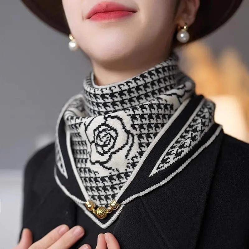 秋冬针织领巾三角巾护颈小围巾