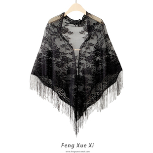 三角镂空蕾丝纱巾外搭小披肩女春夏薄款外套罩衫洋气装饰披风围巾