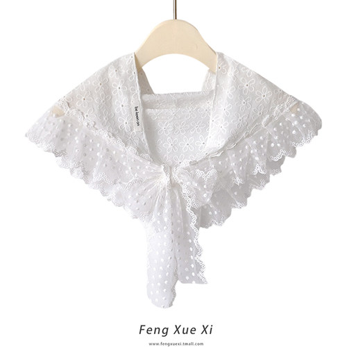 春夏蕾丝三角小披肩女绑带短裙
