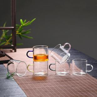 玻璃茶杯小杯子带把品茗杯加厚耐高温喝茶功夫茶具套装透明防爆