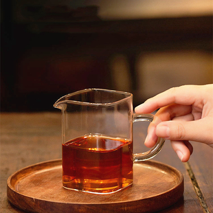 玻璃公道杯公杯方形耐高温泡茶功夫茶具透明分茶器茶海小号耐热