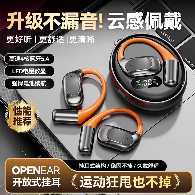 德国开放挂耳式无线蓝牙耳机金属旋转运动降噪不入耳适用苹果华为