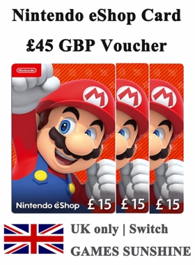 Nintendo eShop Card 45 GBP Voucher UK 英国任天堂SWITCH2点卡