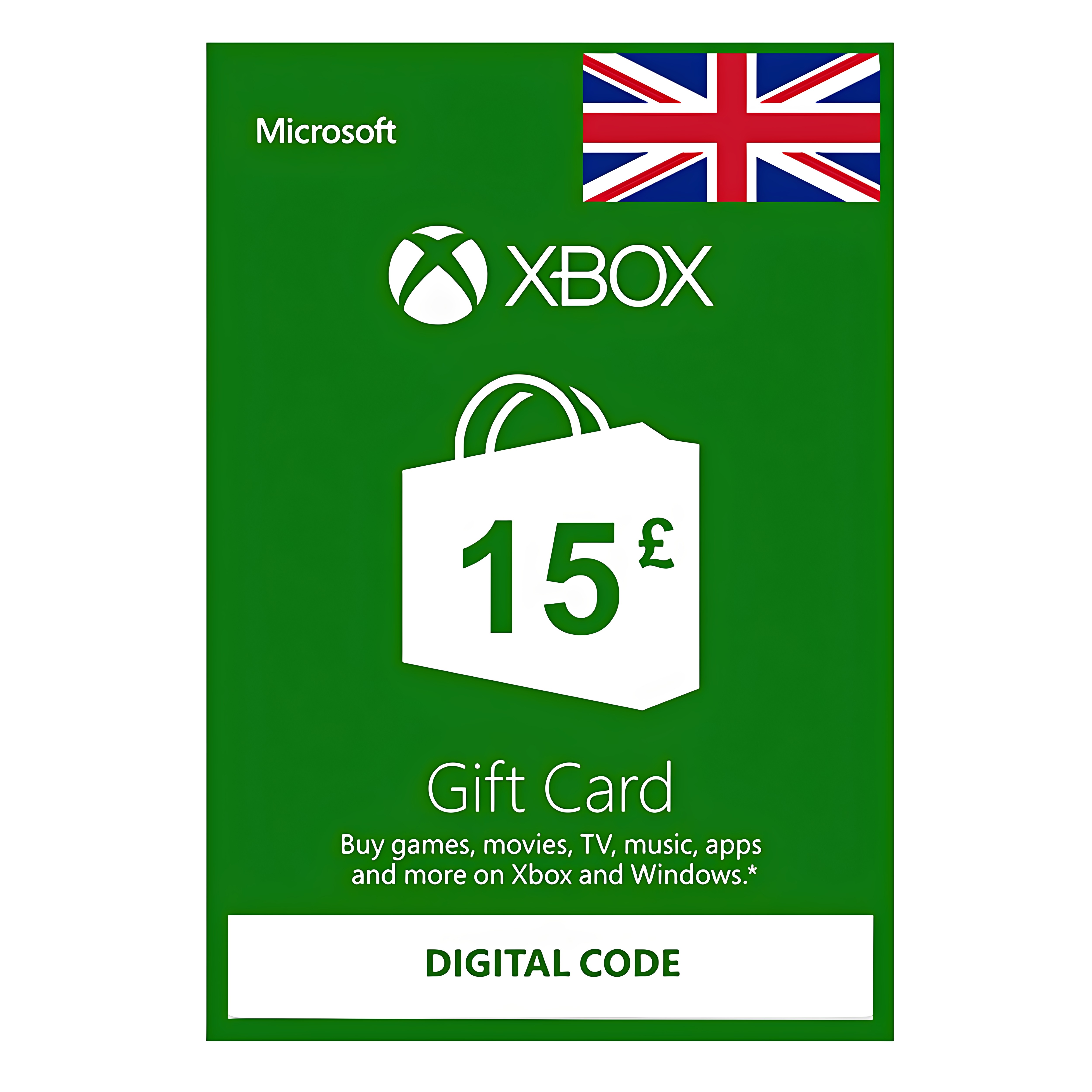 XBOX One 15GBP Digital Voucher UK 英国Windows充值卡15英镑S|X