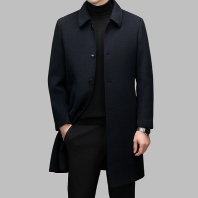可拆卸内胆双面羊绒大衣男中长款高端鸭绒中老年男士羊毛呢子外套