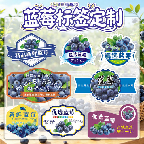 蓝莓果干包装商标贴纸定制